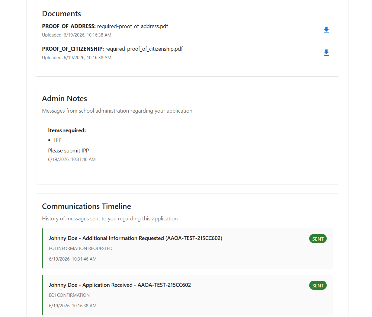 Parent application workspace showing the second part of the application
