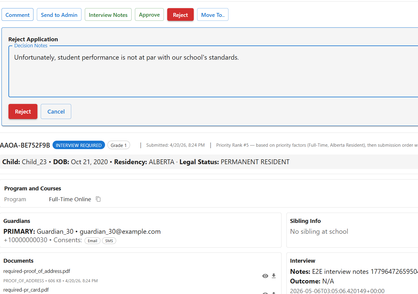 Eqra principal workspace showing school leadership reporting